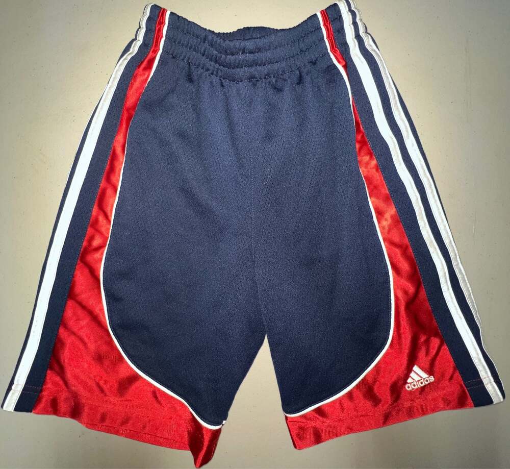 Adidas Mesh Shorts Red White Navy Boys S 8-10